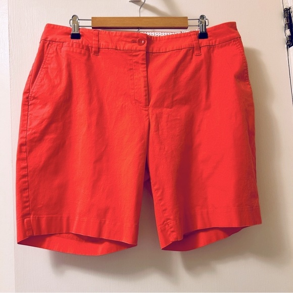 Talbots Perfect Shorts Bright Coral Stretch Bermuda 9 1/2" size 16 W Petite - Picture 6 of 14